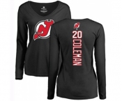 Hockey Women New Jersey Devils #20 Blake Coleman Black Backer Long Sleeve T-Shirt