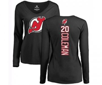 Hockey Women New Jersey Devils #20 Blake Coleman Black Backer Long Sleeve T-Shirt