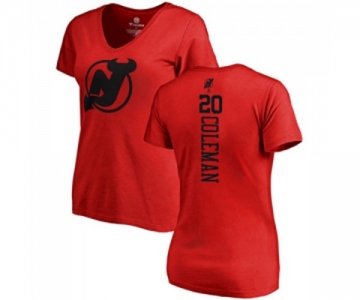 Hockey Women New Jersey Devils #20 Blake Coleman Red One Color Backer T-Shirt