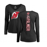 Hockey Women New Jersey Devils #21 Kyle Palmieri Black Backer Long Sleeve T-Shirt