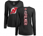 Hockey Women New Jersey Devils #21 Kyle Palmieri Black Backer Long Sleeve T-Shirt