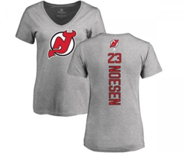 Hockey Women New Jersey Devils #23 Stefan Noesen Ash Backer T-Shirt