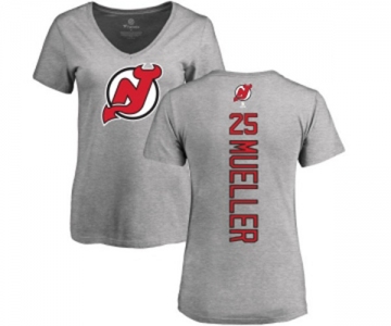 Hockey Women New Jersey Devils #25 Mirco Mueller Ash Backer T-Shirt