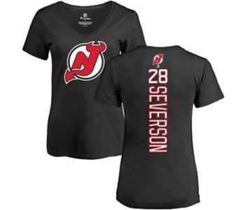 Hockey Women New Jersey Devils #28 Damon Severson Black Backer T-Shirt