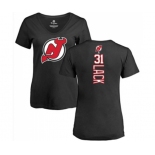 Hockey Women New Jersey Devils #31 Eddie Lack Black Backer T-Shirt