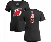 Hockey Women New Jersey Devils #31 Eddie Lack Black Backer T-Shirt