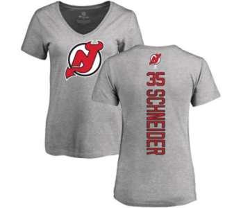 Hockey Women New Jersey Devils #35 Cory Schneider Ash Backer T-Shirt