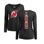 Hockey Women New Jersey Devils #35 Cory Schneider Black Backer Long Sleeve T-Shirt