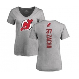 Hockey Women New Jersey Devils #37 Pavel Zacha Ash Backer T-Shirt