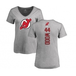 Hockey Women New Jersey Devils #44 Miles Wood Ash Backer T-Shirt