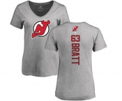 Hockey Women New Jersey Devils #63 Jesper Bratt Ash Backer T-Shirt