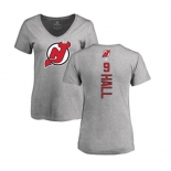 Hockey Women New Jersey Devils #9 Taylor Hall Ash Backer T-Shirt