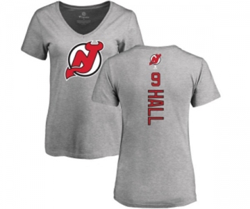 Hockey Women New Jersey Devils #9 Taylor Hall Ash Backer T-Shirt