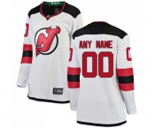 Women New Jersey Devils Customized Fanatics Branded White Away Breakaway Hockey Jersey