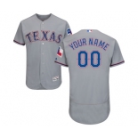 Men's Texas Rangers Customized Grey Road Flex Base Authentic Collection Baseball Jersey