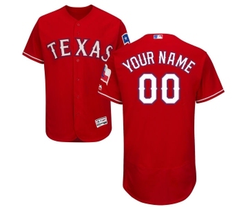 Men's Texas Rangers Customized Red Alternate Flex Base Authentic Collection Baseball Jersey