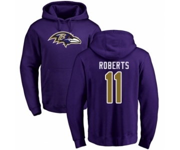 Football Baltimore Ravens #11 Seth Roberts Purple Name & Number Logo Pullover Hoodie