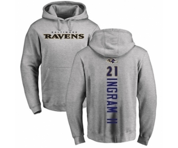 Football Baltimore Ravens #21 Mark Ingram II Ash Backer Pullover Hoodie