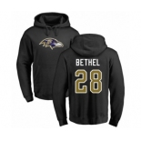 Football Baltimore Ravens #28 Justin Bethel Black Name & Number Logo Pullover Hoodie