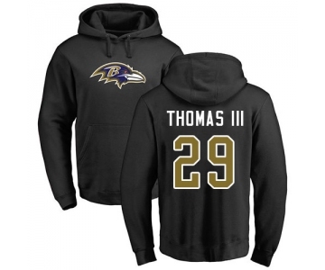 Football Baltimore Ravens #29 Earl Thomas III Black Name & Number Logo Pullover Hoodie