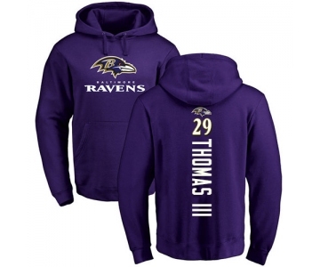 Football Baltimore Ravens #29 Earl Thomas III Purple Backer Pullover Hoodie