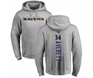 Football Baltimore Ravens #34 Anthony Averett Ash Backer Pullover Hoodie