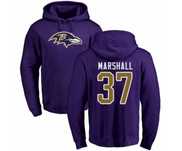 Football Baltimore Ravens #37 Iman Marshall Purple Name & Number Logo Pullover Hoodie