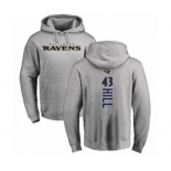 Football Baltimore Ravens #43 Justice Hill Ash Backer Pullover Hoodie