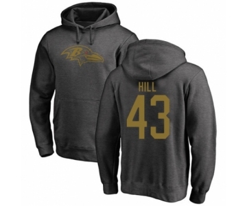 Football Baltimore Ravens #43 Justice Hill Ash One Color Pullover Hoodie