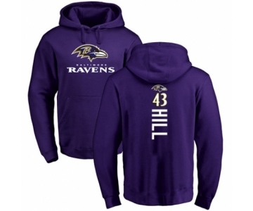 Football Baltimore Ravens #43 Justice Hill Purple Backer Pullover Hoodie