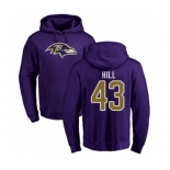 Football Baltimore Ravens #43 Justice Hill Purple Name & Number Logo Pullover Hoodie