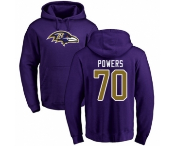 Football Baltimore Ravens #70 Ben Powers Purple Name & Number Logo Pullover Hoodie