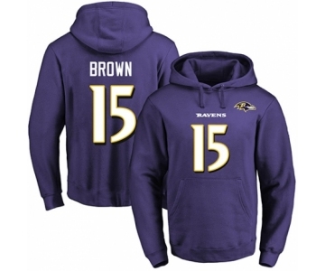 Football Men's Baltimore Ravens #15 Marquise Brown Purple Name & Number Pullover Hoodie