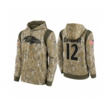 Men's Baltimore Ravens #12 Rashod Bateman Camo 2021 Salute To Service Therma Performance Pullover Football Hoodie