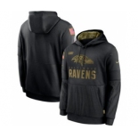 Men's Baltimore Ravens 2020 Salute to Service Sideline Performance Pullover Hoodie Black