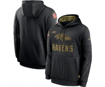 Men's Baltimore Ravens 2020 Salute to Service Sideline Performance Pullover Hoodie Black