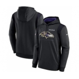 Men's Baltimore Ravens 2021 Black Sideline Logo Performance Pullover Hoodie