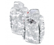 Men's Baltimore Ravens 2024 Arctic Camo Salute To Service Club Fleece Pullover Hoodie