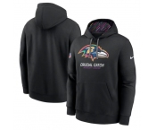 Men's Baltimore Ravens 2024 NFL Crucial Catch Club Black Performance Pullover Hoodie