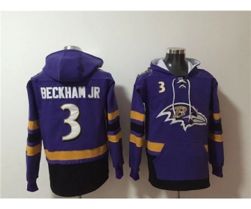 Men's Baltimore Ravens #3 Odell Beckham Jr. Ageless Must-Have Lace-Up Pullover Hoodie