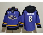 Men's Baltimore Ravens #8 Lamar Jackson Ageless Must-Have Lace-Up Pullover Hoodie