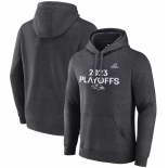 Men's Baltimore Ravens Heather Charcoal 2023 Playoffs Fleece Pullover Hoodie