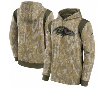 Men's Baltimore Ravens Nike Camo 2021 Salute To Service Performance Pullover Hoodie