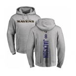 NFL Nike Baltimore Ravens #8 Lamar Jackson Ash Backer Pullover Hoodie