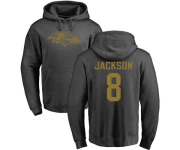 NFL Nike Baltimore Ravens #8 Lamar Jackson Ash One Color Pullover Hoodie