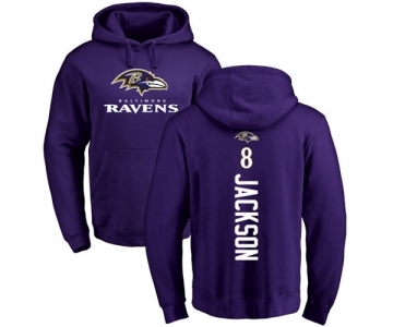 NFL Nike Baltimore Ravens #8 Lamar Jackson Purple Backer Pullover Hoodie