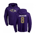 NFL Nike Baltimore Ravens #8 Lamar Jackson Purple Name & Number Logo Pullover Hoodie