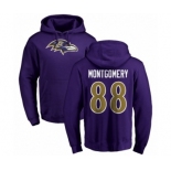 NFL Nike Baltimore Ravens #88 Ty Montgomery Purple Name & Number Logo Pullover Hoodie