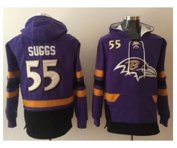 Nike Baltimore Ravens #55 Terrell Suggs Purple Black Name & Number Pullover NFL Hoodie