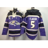 nike nfl jerseys baltimore ravens #5 flacco purple-black[pullover hooded sweatshirt]